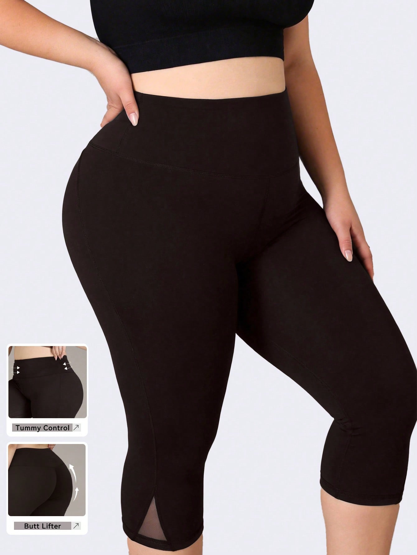 Yoga Fitness Pants - Женские спортивные леггинсы больших размеров: укороченные