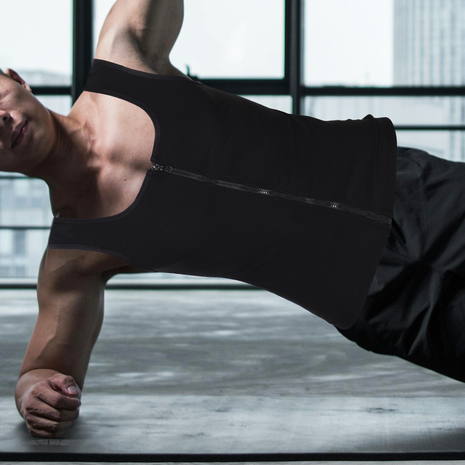 Yoga Fitness Up - Мужская спортивная майка на молнии, компрессионная,